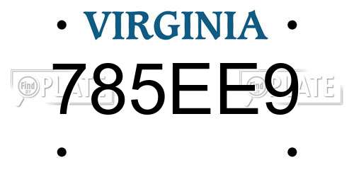 785EE9 Virginia License Plate