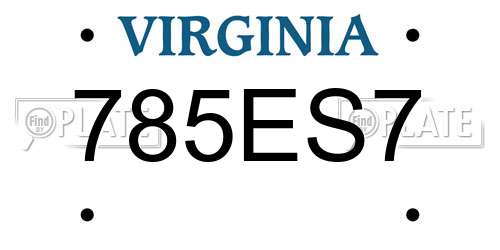 785ES7 Virginia License Plate