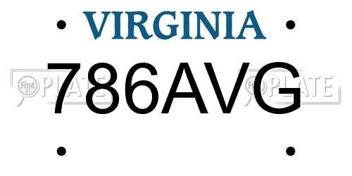 786AVG Virginia License Plate