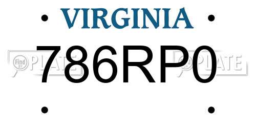 786RP0 Virginia License Plate