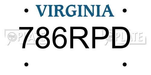786RPD Virginia License Plate
