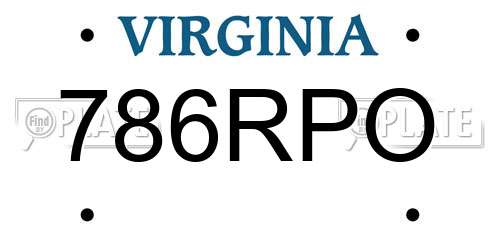 786RPO Virginia License Plate
