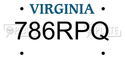 786RPQ Virginia License Plate