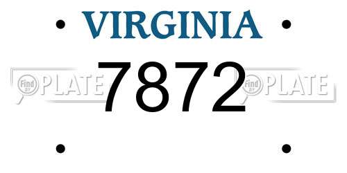 7872 Virginia License Plate