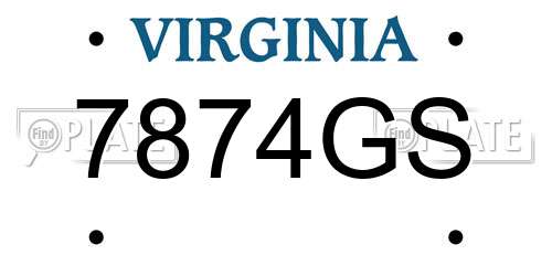 7874GS Virginia License Plate
