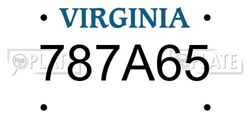787A65 Virginia License Plate