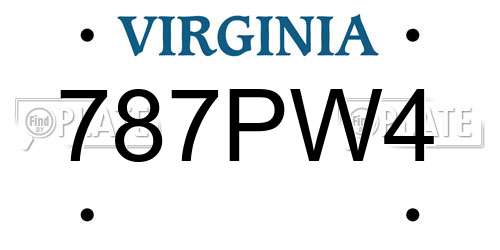 787PW4 Virginia License Plate