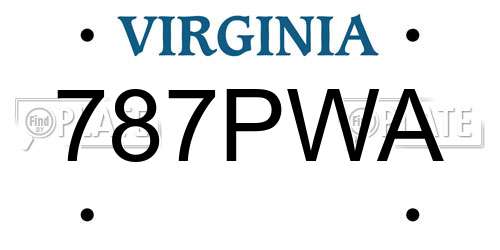 787PWA Virginia License Plate
