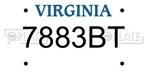 7883BT Virginia License Plate