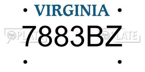 7883BZ Virginia License Plate