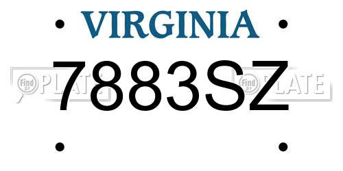 7883SZ Virginia License Plate