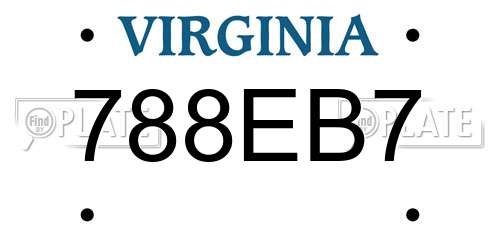 788EB7 Virginia License Plate