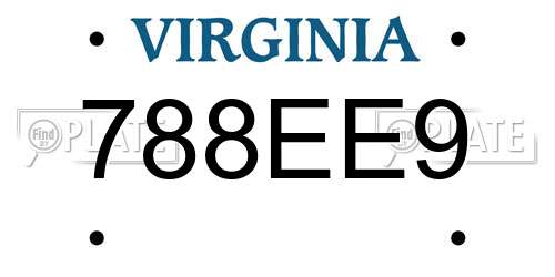 788EE9 Virginia License Plate