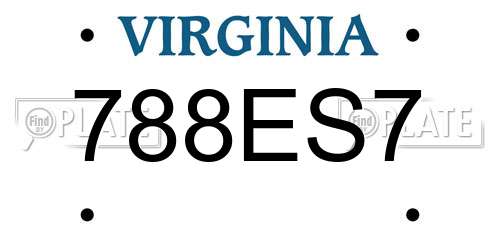 788ES7 Virginia License Plate
