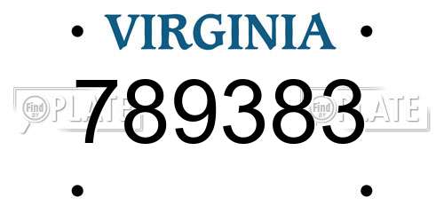789383 Virginia License Plate