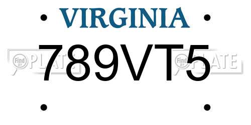 789VT5 Virginia License Plate