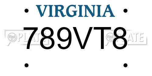 789VT8 Virginia License Plate