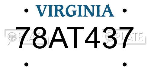 78AT437 Virginia License Plate