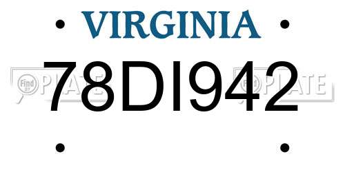 78DI942 Virginia License Plate