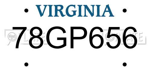 78GP656 Virginia License Plate
