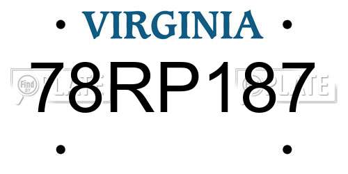 78RP187 Virginia License Plate