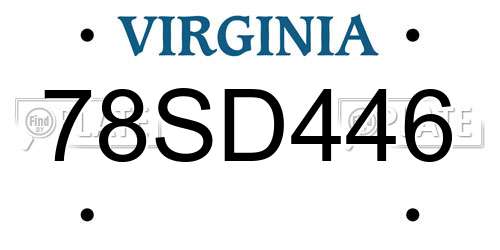 78SD446 Virginia License Plate