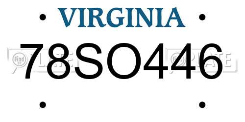 78SO446 Virginia License Plate