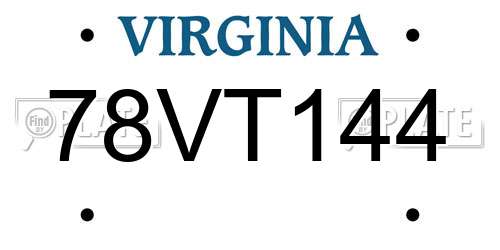 78VT144 Virginia License Plate