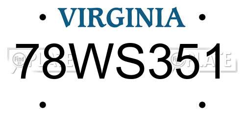 78WS351 Virginia License Plate