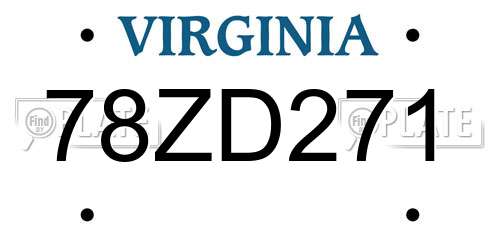 78ZD271 Virginia License Plate