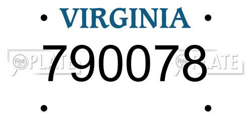 790078 Virginia License Plate