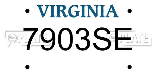 7903SE Virginia License Plate