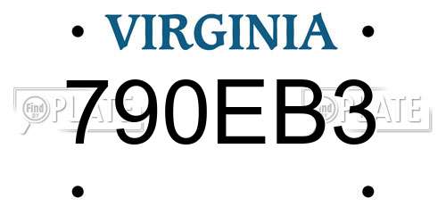 790EB3 Virginia License Plate