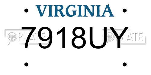 7918UY Virginia License Plate