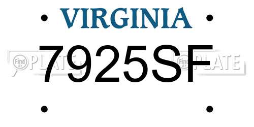 7925SF Virginia License Plate