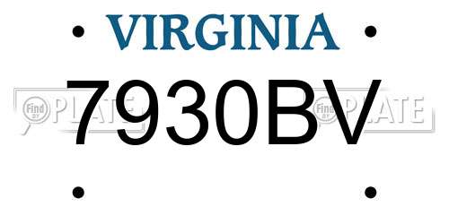 7930BV Virginia License Plate