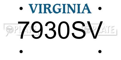 7930SV Virginia License Plate