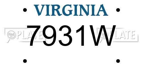 7931W Virginia License Plate