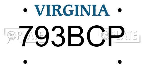 793BCP Virginia License Plate