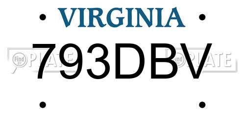 793DBV Virginia License Plate