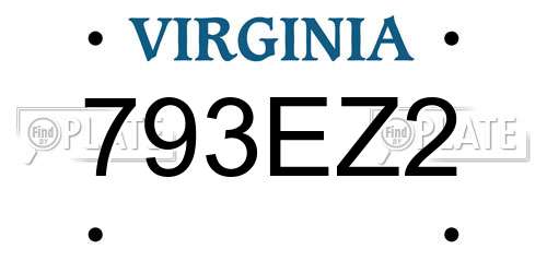 793EZ2 Virginia License Plate