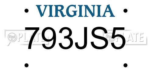 793JS5 Virginia License Plate
