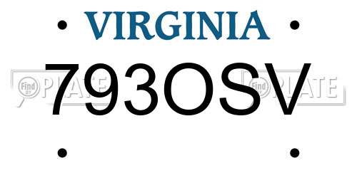 793OSV Virginia License Plate