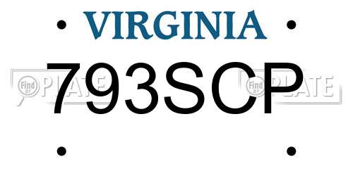 793SCP Virginia License Plate