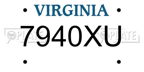 7940XU Virginia License Plate
