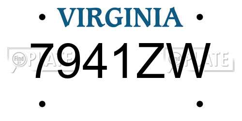 7941ZW Virginia License Plate