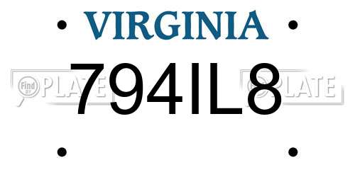 794IL8 Virginia License Plate