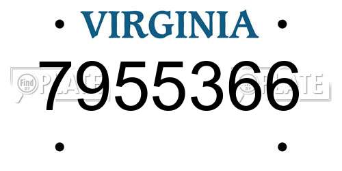 7955366 Virginia License Plate