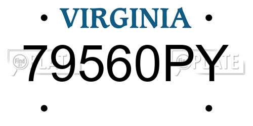 79560PY Virginia License Plate
