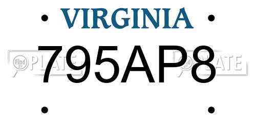795AP8 Virginia License Plate